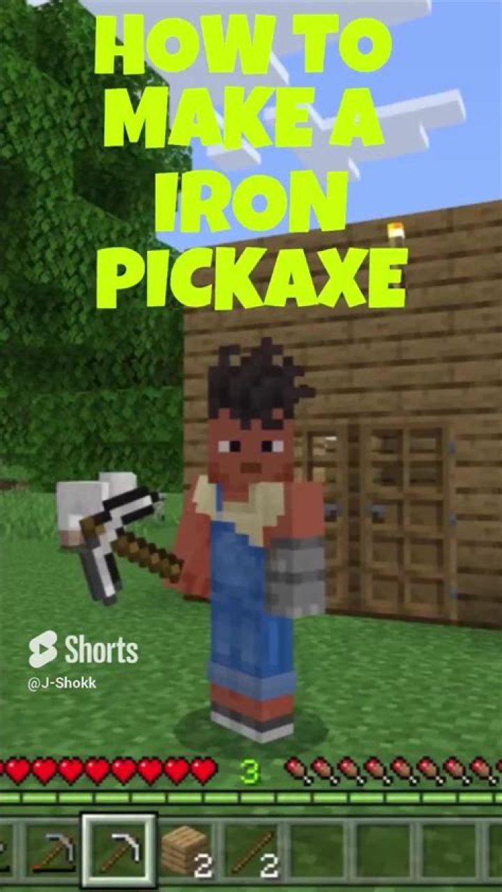 crafting an iron pickaxe 